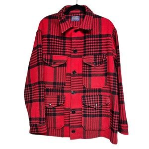 Pendleton Wool Mackinaw Cruiser Jacket Red‎ Buffalo Plaid Men’s Size Large